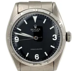 VINTAGE AUTOMATIC ROLEX  PRECISION BLACK DIAL OYSTER BAND REF 6085 BUBBLEBACK