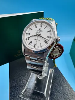 ROLEX AIRKING WHITE ROMAN DIAL 34MM - REF 14000 T SERIAL (1996)  TAG - BOOKLETS