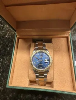 ROLEX THUNDERBIRD DATEJUST 18K YELLOW GOLD AND STEEL BAND BLUE DIAL
