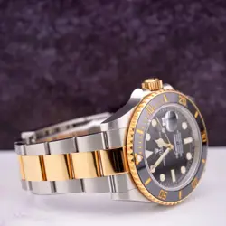 ROLEX SUBMARINER DATE 41MM 18K YELLOW GOLD & STEEL BLACK OYSTER WATCH 126613LN