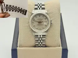 ROLEX LADIES DATEJUST 69174 FACTORY SILVER DIAMOND DIAL STEEL 18K WHITE GOLD