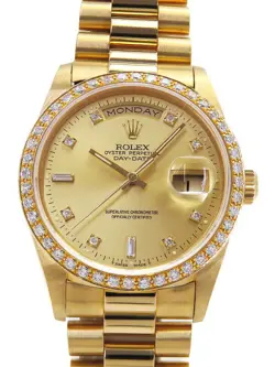 ROLEX DAY-DATE 11P & BEZEL DIAMOND 18348A L MEN AUTOMATIC #T008