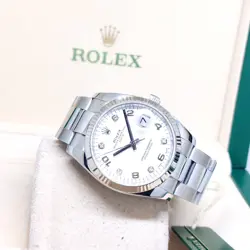 ROLEX 34MM WHITE DIAMONDS DIAL OYSTER PERPETUAL DATE REF: 115234 (2014)
