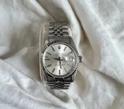 ROLEX 36MM MEN'S DATEJUST WHITE GOLD STAINLESS SILVER DIAL WATCH REFERENCE 16234