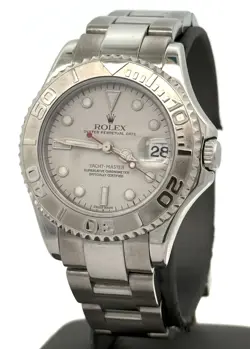PRE-OWNED ROLEX YACHT-MASTER 168622 PLATINUM STEEL 35MM MIDSIZE WATCH, S15051