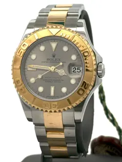 PRE-OWNED ROLEX YACHT-MASTER 168623 YELLOW GOLD & SS 35MM MIDSIZE WATCH, S106789