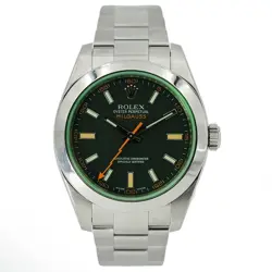 ROLEX MILGAUSS 116400V BLACK DIAL 40MM B&P 2011 GREEN CRYSTAL