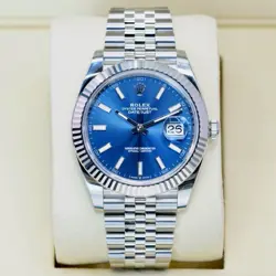 ROLEX DATEJUST 126334 2025 BLUE STICK DIAL WHITE GOLD BEZEL  STAINLESS STEEL