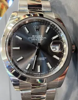 ROLEX DATEJUST 41 WATCH 126300 AUTOMATIC GREY DIAL STEEL LUXURY