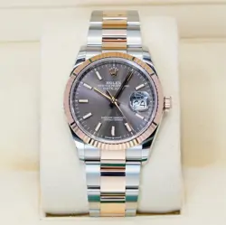 ROLEX DATEJUST 36 RHODIUM DIAL 126231 TWO TONE ROSE GOLD & STEEL OYSTER 36MM