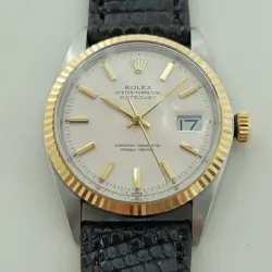 ROLEX OYSTER DATEJUST 1601 36MM 18K GOLD SS MENS AUTOMATIC 1960S VINTAGE RA593