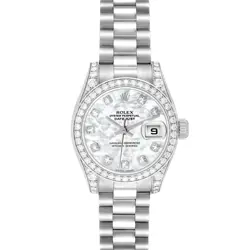 ROLEX DATEJUST PRESIDENT WHITE GOLD MOP DIAMOND LADIES WATCH 179159