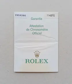 ROLEX GUARANTEE WARRANTY BOOKLET EXPLORER 114270 / Y