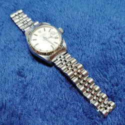 ROLEX WRISTWATCH OYSTER PERPETUAL DATE 6917 SILVER DIAL WHITE GOLD BEZEL 18K