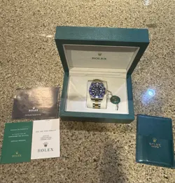 AUTHENTIC ROLEX SUBMARINER 126613LB SILVER AND GOLD OYSTER BRACELET BLUE BEZEL