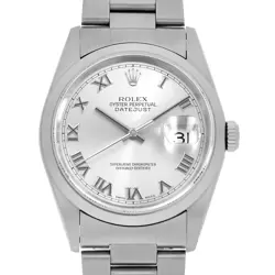 ROLEX DATEJUST 16200 SILVER ROME Y NUMBER SECOND HAND MENS