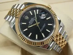 ROLEX DATEJUST 41 SS X18KYG COMBINATION BRIGHT BLACK 126333 MENS126333