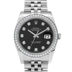 ROLEX DATEJUST 36 116244G BLACK/DIAMOND WATCH 681794