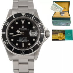 1999 ROLEX SUBMARINER BLACK STAINLESS STEEL 40MM WATCH 16610 BOX & PAPERS