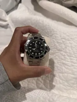 ROLEX SUBMARINER  DATE SILVER OYSTER BRACELET WITH BLACK BEZEL W BOX