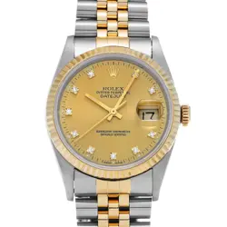 ROLEX DATEJUST 16233G CHAMPAGNE/DIAMOND WATCH 677650