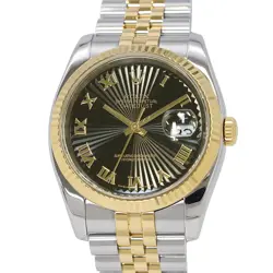 ROLEX DATEJUST 36MM STEEL 18K YELLOW GOLD BLACK DIAL 116233