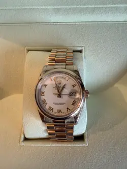 ROLEX DAY DATE 118205 18K ROSE GOLD MENS WATCH