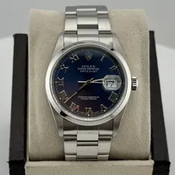 ROLEX DATEJUST 16200 36MM BLUE ROMAN NUMERAL DIAL STAINLESS STEEL