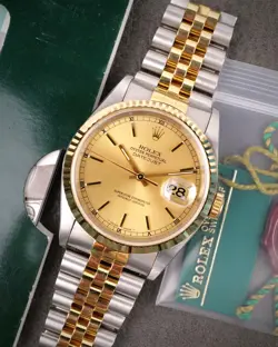 ROLEX DATEJUST 16233 TRUE UNPOLISHED 1996 INCREDIBLE COND BOX BOOKS TIGHT GOLD