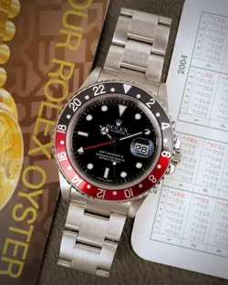 ROLEX GMT-MASTER II 16710 COKE SEL 2002 BOX STEEL RED BLACK SERVICED CLEAN GMT