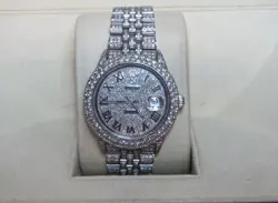 ROLEX DATEJUST WATCH  FULLY ICED OUT MENS VVS DIAMONDS
