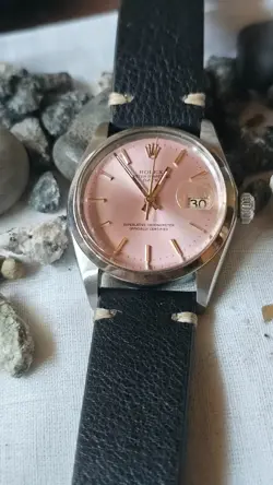 VINTAGE ROLEX OYSTER PERPETUAL 1500 PINK DIAL MEN'S AUTOMATIC WATCH 1970