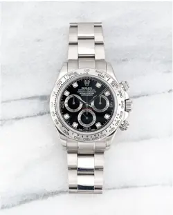 ROLEX DAYTONA REF 116509 2000S BLACK DIAMOND DIAL 18K WHITE GOLD 40MM CASE