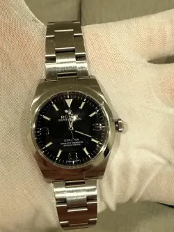 ROLEX EXPLORER FULL SET 14270 SILVER OYSTER BRACELET SILVER BEZEL BLACK DIAL