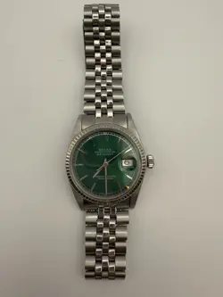 ROLEX VINTAGE 1986 OYSTER PERPETUAL DATEJUST GREEN FACE, STAINLESS STEAL