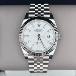 Rolex Datejust 41mm Mens White Dial Jubilee Bracelet (126334) - New COMPLETE SET