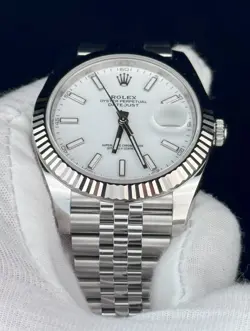 Rolex Datejust 41mm Mens White Dial Jubilee Bracelet (126334) - New COMPLETE SET