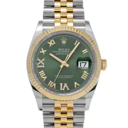 ROLEX DATEJUST 36 126233 OLIVE GREEN/DIAMOND WATCH 674837