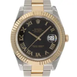 ROLEX DATEJUSTII 116333 BLACK ROMAN WARRANTY 2013 BOX/PAPER