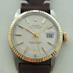 ROLEX OYSTER DATEJUST 1601 36MM 18K GOLD SS MENS AUTOMATIC 1960S VINTAGE RA593B