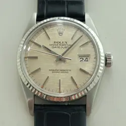 ROLEX DATEJUST 16014 36MM 18K SS LINEN DIAL MENS VINTAGE AUTOMATIC 1970S RA586B
