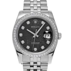 ROLEX DATEJUST 116244G BLACK CASE SIZE 36×36MM MEN'S USED WATCH #72028