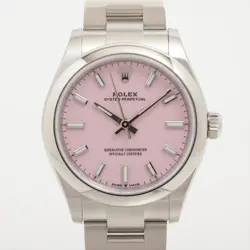 ROLEX OYSTER PERPETUAL 277200 SS SS AT CANDY PINK DIAL 3 EXTRA LINKS