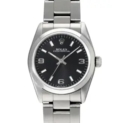 ROLEX OYSTER PERPETUAL 77080 BLACK CASE SIZE 31×31MM UNISEX USED WATCH #731228