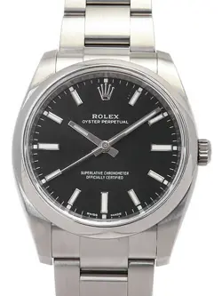ROLEX OYSTER PERPETUAL 34 114200 BLACK CASE SIZE 34MM MEN'S USED WATCH #721228