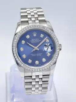 ROLEX DATEJUST 116200 36MM BLUE NAVY DIAMOND DIAL & DIAMOND BEZEL JUBILEE BOX