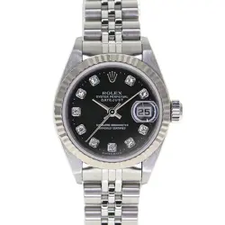 ROLEX DATEJUST 79174G BLACK CASE SIZE 26.0MM LADIES USED WATCH #711928