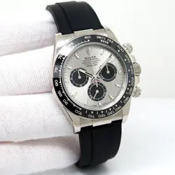 ROLEX 126519LN COSMOGRAPH DAYTONA 18K WHITE GOLD WITH STEEL DIAL ON OYSTERFLEX