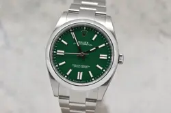 NEW 2025 ROLEX OYSTER PERPETUAL 41MM STEEL AUTOMATIC GREEN DIAL 124300