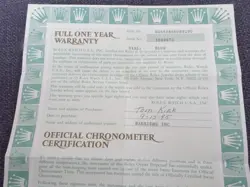 GENUINE ORIGINAL ROLEX  PAPER FOR 16618 GUARANTEE PAPER SERIAL BLUE 1995